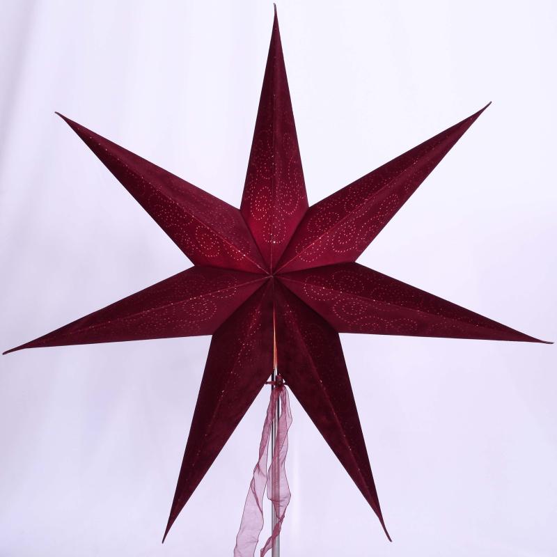 Stitch Rot/samt - Faltbarer Leuchtstern, Weihnachtsstern aus Papier mit 7 Zacken, 60 cm